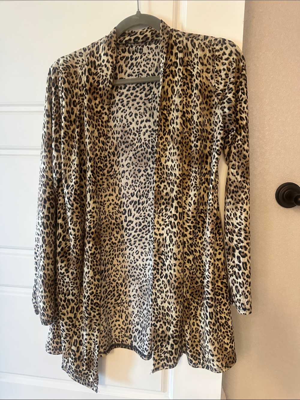 Leopard Print Open Front Dress - Beige/Black